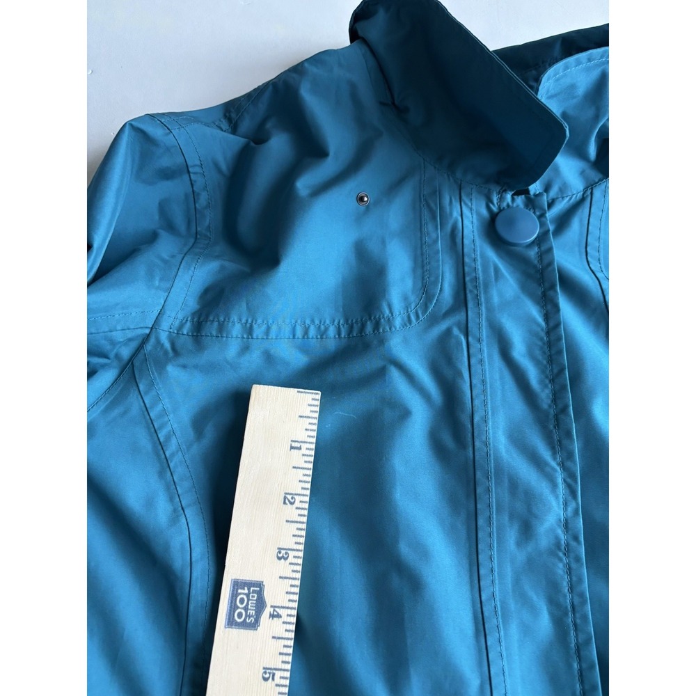 LL BEAN Rain Jacket Women's Coat Parka Lined Windbreaker - Size L Teal Blue - Picture 9 of 10